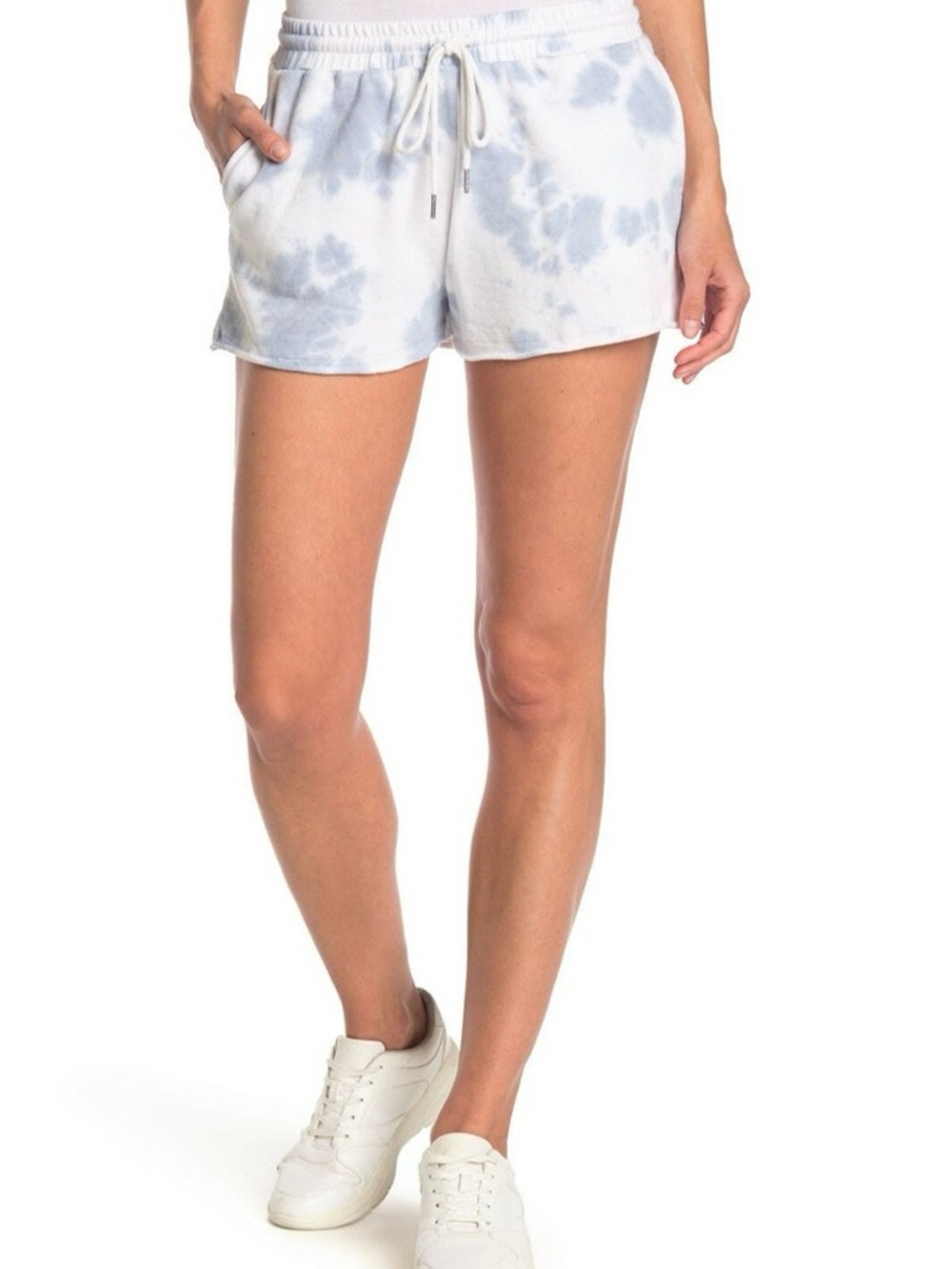 Row A Nordstrom Blue & White Tie Dye Cutoff Waist Lounge Jogger Shorts size S
